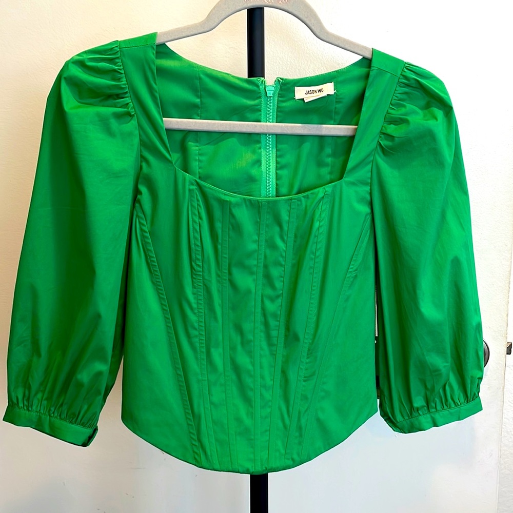 NWT Jason Wu green blouse cropped corset top
